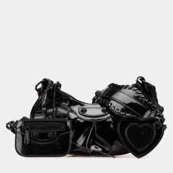 Balenciaga Black Patent Leather Motocross Le Cagole XS Shoulder Bag