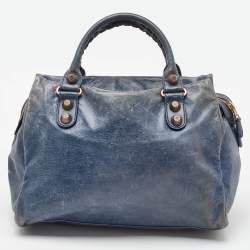 Pre Owned Balenciaga Blue Leather Classic RGH Midday Bag