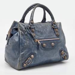 Pre Owned Balenciaga Blue Leather Classic RGH Midday Bag