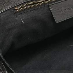 Pre Owned Balenciaga Black Leather Classic Hardware Oval Clutch
