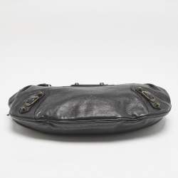 Pre Owned Balenciaga Black Leather Classic Hardware Oval Clutch