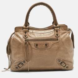 Pre Owned Balenciaga Beige Leather RH Step Bag