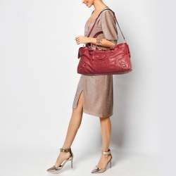 Pre Owned Balenciaga Red Leather RSH Part Time Bag