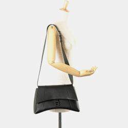 Balenciaga Black Leather Soft Hourglass Medium Crossbody Bag