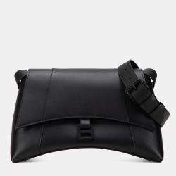 Balenciaga Black Leather Soft Hourglass Medium Crossbody Bag