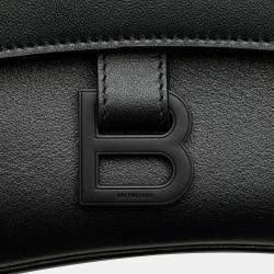 Balenciaga Black Leather Soft Hourglass Medium Crossbody Bag