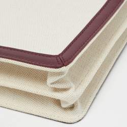 Pre Owned Balenciaga Burgundy/Beige Canvas and Leather Pochette Crossbody Bag