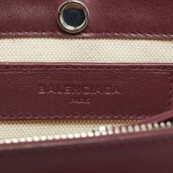 Pre Owned Balenciaga Burgundy/Beige Canvas and Leather Pochette Crossbody Bag