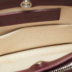 Pre Owned Balenciaga Burgundy/Beige Canvas and Leather Pochette Crossbody Bag