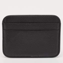 Balenciaga Black Leather Logo Print Card Holder