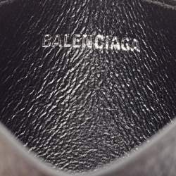 Balenciaga Black Leather Logo Print Card Holder