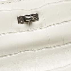 مملوكة مسبقًا Balenciaga White Croc Embossed Leather XS Gossip Shoulder Bag