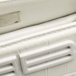 مملوكة مسبقًا Balenciaga White Croc Embossed Leather XS Gossip Shoulder Bag