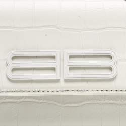 مملوكة مسبقًا Balenciaga White Croc Embossed Leather XS Gossip Shoulder Bag