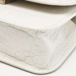مملوكة مسبقًا Balenciaga White Croc Embossed Leather XS Gossip Shoulder Bag
