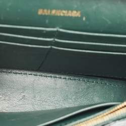 Balenciaga Green Croc Embossed Leather Hourglass Wallet on Chain