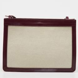 مملوكة مسبقًا Balenciaga Off-White/Burgundy Canvas and Leather Navy Pochette Crossbody Bag