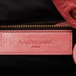 Pre Owned Balenciaga Rose Pink Leather GGH 12 Mini Pompon Bag