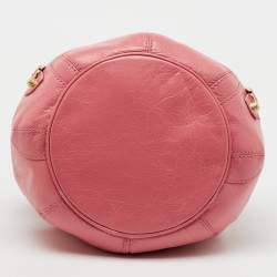 Pre Owned Balenciaga Rose Pink Leather GGH 12 Mini Pompon Bag