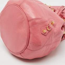 Pre Owned Balenciaga Rose Pink Leather GGH 12 Mini Pompon Bag