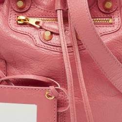 Pre Owned Balenciaga Rose Pink Leather GGH 12 Mini Pompon Bag