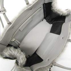 Balenciaga Gray Mouton and Leather Papier A6 Shoulder Bag