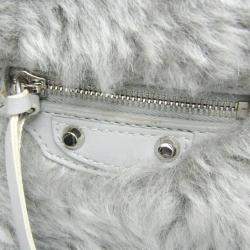Balenciaga Gray Mouton and Leather Papier A6 Shoulder Bag