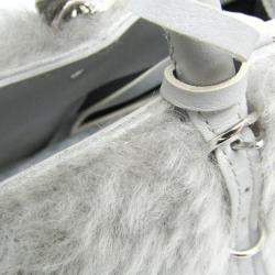 Balenciaga Gray Mouton and Leather Papier A6 Shoulder Bag