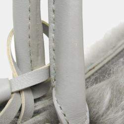 Balenciaga Gray Mouton and Leather Papier A6 Shoulder Bag