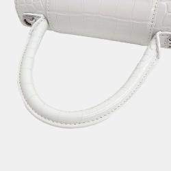 Balenciaga White Leather Hourglass Top Handle Bag S