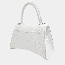 Balenciaga White Leather Hourglass Top Handle Bag S