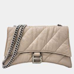 Balenciaga Beige Leather Crush Chain Bag XS
