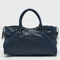 Pre Owned Balenciaga Navy Blue Leather RH Part Time Bag