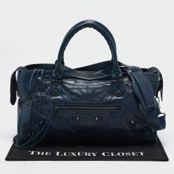 Pre Owned Balenciaga Navy Blue Leather RH Part Time Bag