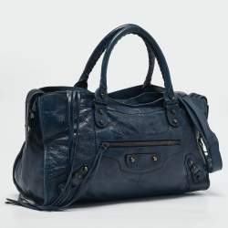 Pre Owned Balenciaga Navy Blue Leather RH Part Time Bag