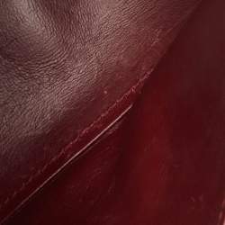 Pre Owned Balenciaga Burgundy Croc Embossed Leather Small Hourglass Top Handle Bag