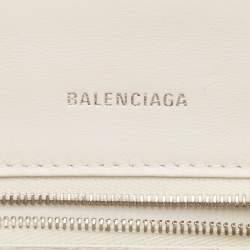 Balenciaga White Croc Embossed Leather Small Hourglass Top Handle Bag