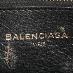 Balenciaga Black Crackle Leather Small Blanket Square Bag