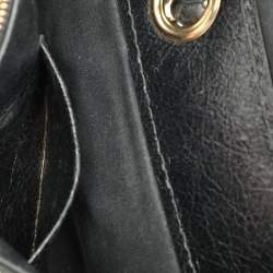 Balenciaga Black Crackle Leather Small Blanket Square Bag