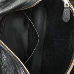 Balenciaga Black Crackle Leather Small Blanket Square Bag
