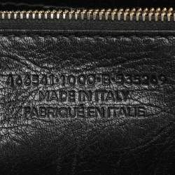 Balenciaga Black Crackle Leather Small Blanket Square Bag