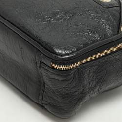 Balenciaga Black Crackle Leather Small Blanket Square Bag