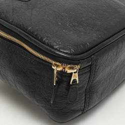 Balenciaga Black Crackle Leather Small Blanket Square Bag