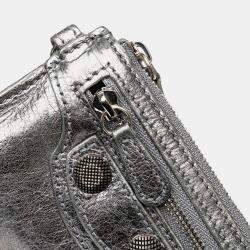 Balenciaga Silver XS Metallic Lambskin Motocross Neo Cagole