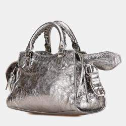 Balenciaga Silver XS Metallic Lambskin Motocross Neo Cagole