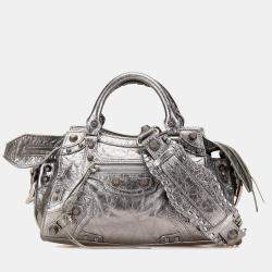 Balenciaga Silver XS Metallic Lambskin Motocross Neo Cagole