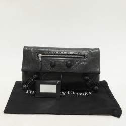 Balenciaga Moss Green Leather Classic Giant Envelope Clutch