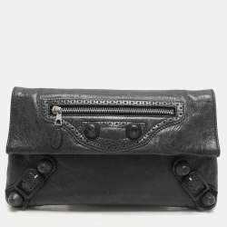 Balenciaga Moss Green Leather Classic Giant Envelope Clutch