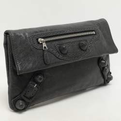 Balenciaga Moss Green Leather Classic Giant Envelope Clutch