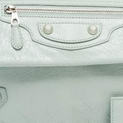 Pre Owned Balenciaga Mint Green Leather Classic Envelope Clutch